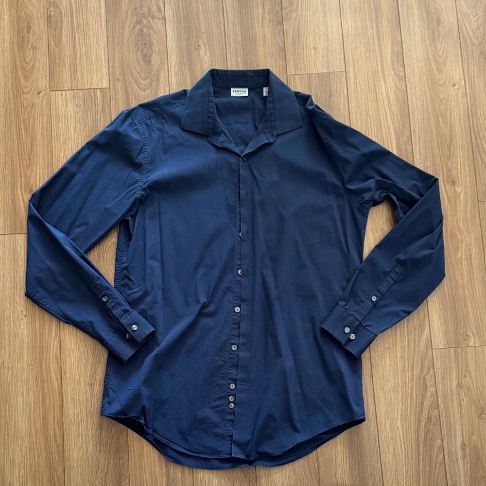 Reaction Kenneth Cole Navy Casual Button Down Shirt